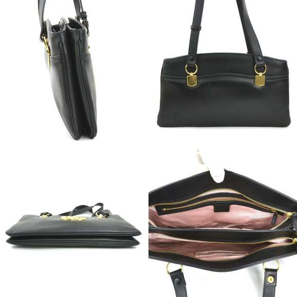 GUCCI Black Leather GG Marmont Shoulder Bag - Picture 2 of 5